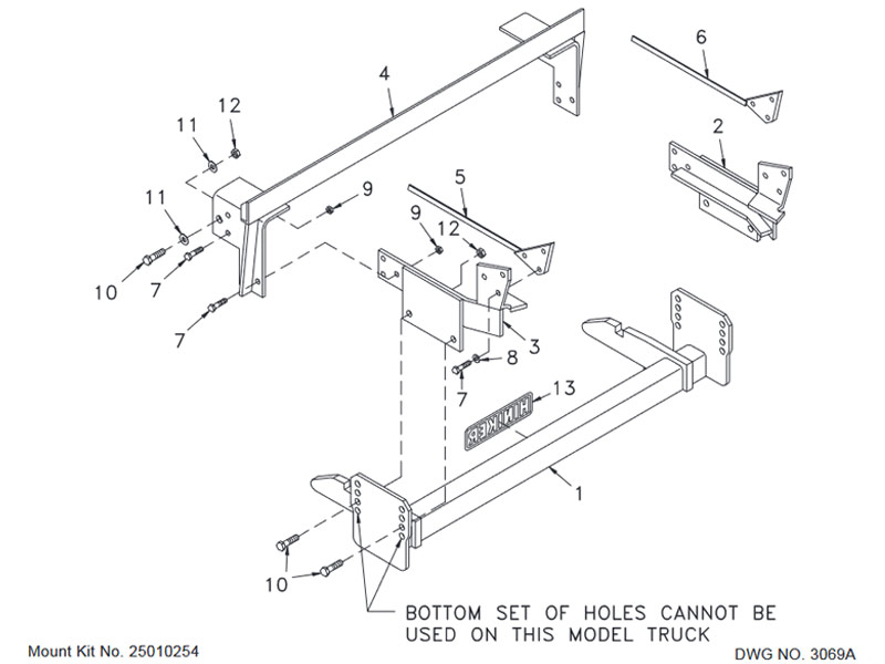 Hiniker Plow Mount (QH1) - 1992-1996 Ford 4x4 F150, 25010254 diagram
